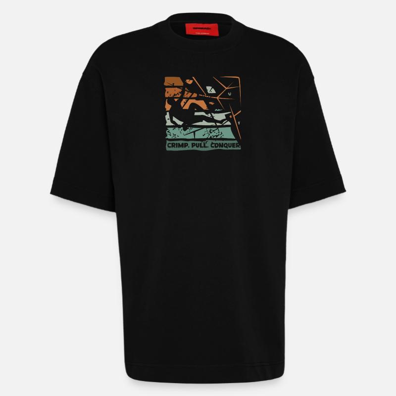 Bouldern – Crimp. Pull. Conquer. - Heavyweight T-Shirt - made by SPREAD  - SOLID BLACK