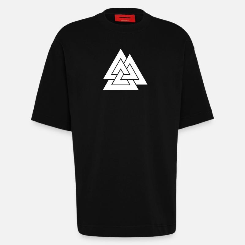 Geometric triangular nesting - Heavyweight T-Shirt - made by SPREAD  - SOLID BLACK