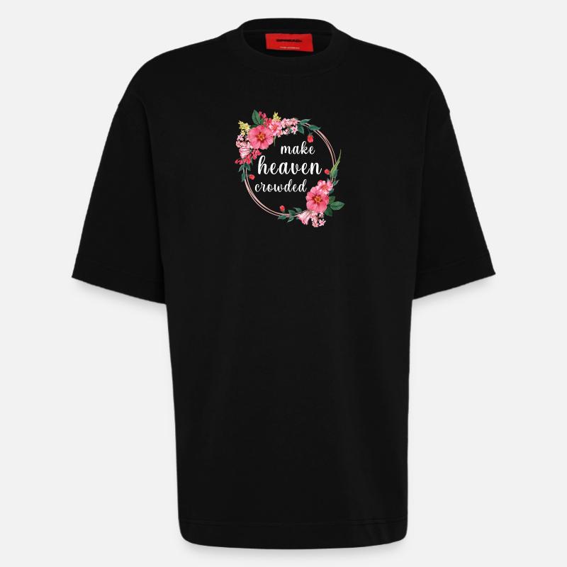 Make Heaven Crowded Glaube Blumen Design - Heavyweight T-Shirt - made by SPREAD  - SOLID BLACK