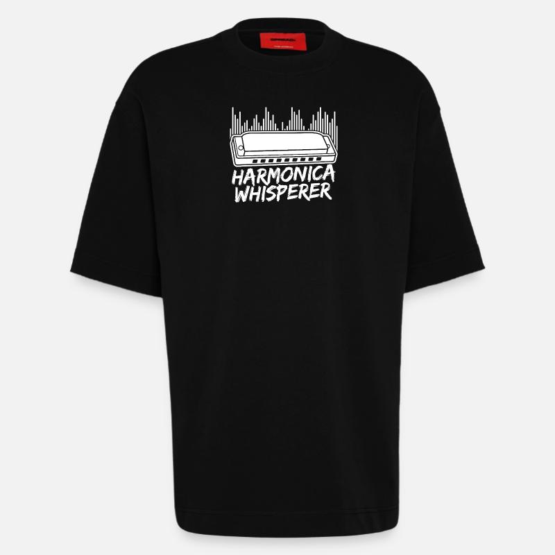 Harmonica Musican Whisperer Harmonica - T-shirt bio épais oversize fabriqué en UE - SOLID BLACK
