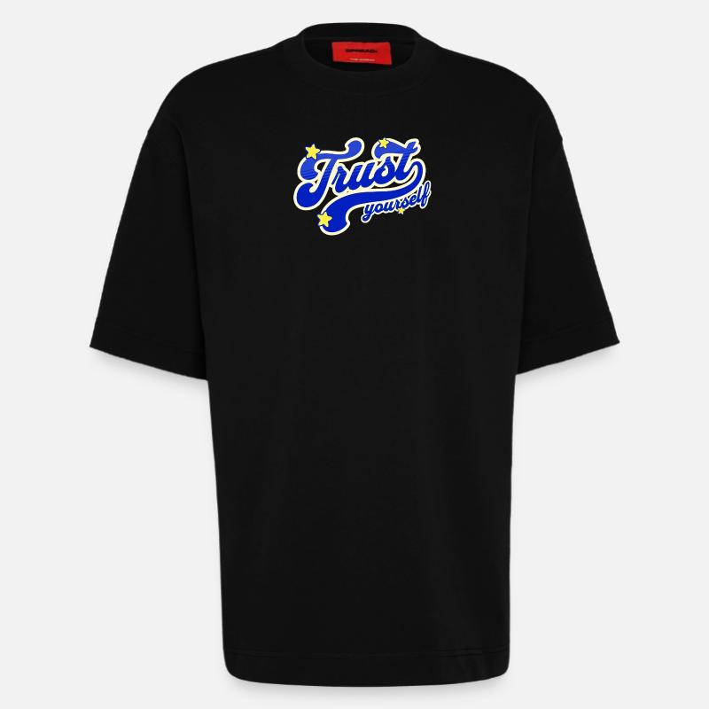 Self-Confidence Starry Script - Heavyweight T-Shirt - made by SPREAD  - SOLID BLACK