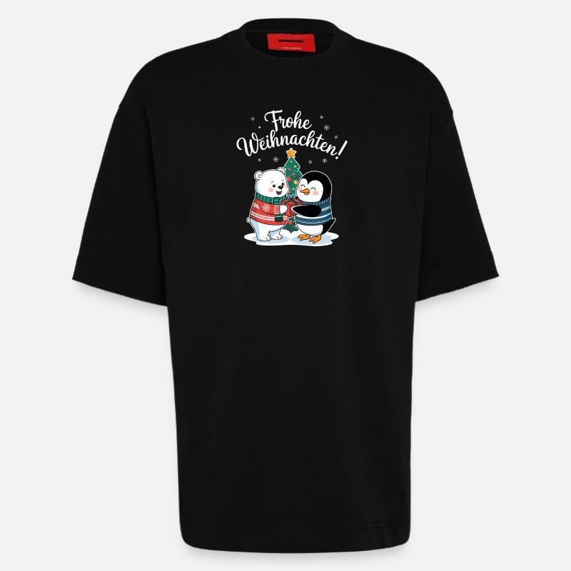 Eisbär Pinguin Weihnachtspullover süß Weihnachten - Heavyweight T-Shirt - made by SPREAD - SOLID BLACK