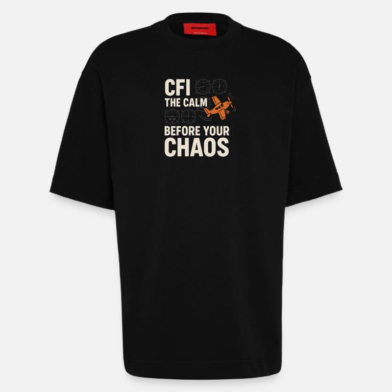 Fluglehrer Cfi Pilot Luftfahrtlehrer - Heavyweight T-Shirt - made by SPREAD  - SOLID BLACK