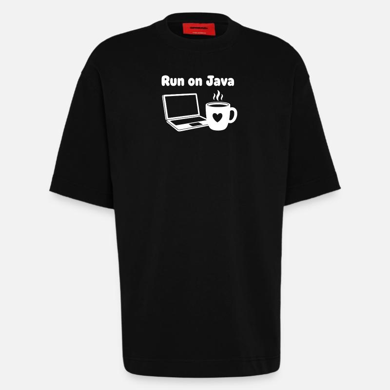 Java Lauf Café Laptop Herz - Heavyweight T-Shirt - made by SPREAD  - SOLID BLACK