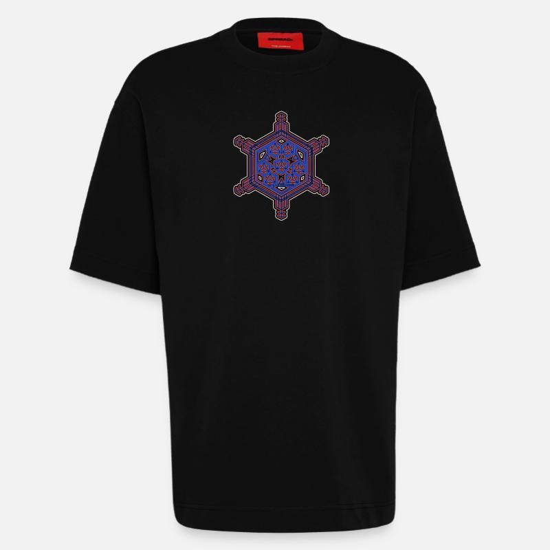 Fraktal Evolution Experience Stern Hexagon Muster - Heavyweight T-Shirt - made by SPREAD  - SOLID BLACK