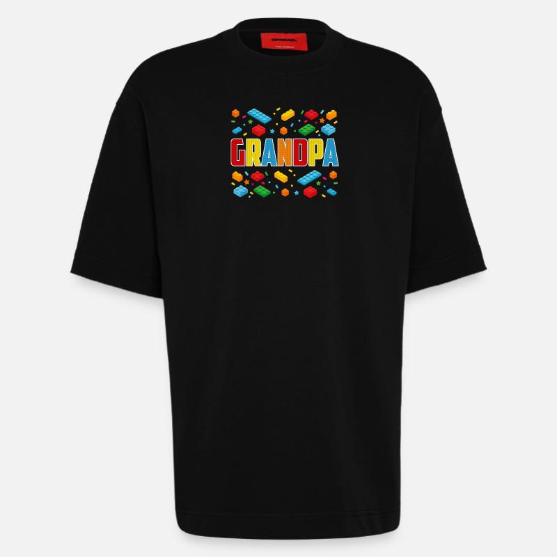 Grand-père brique constructeur de blocs créatifs - T-shirt bio épais oversize fabriqué en UE - SOLID BLACK