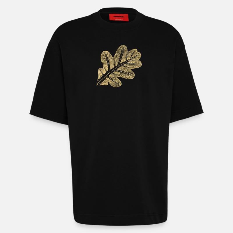 Blatt Eiche / Eichenblatt - Natur Design - Heavyweight T-Shirt - made by SPREAD  - SOLID BLACK
