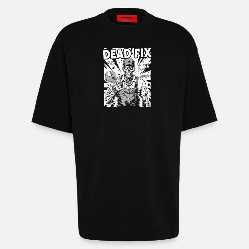 Dead Fix Skeleton Workshop - Heavyweight T-Shirt - made by SPREAD  - SOLID BLACK