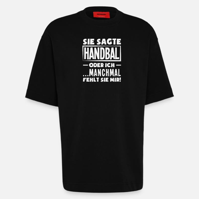 Handball oder ich – manchmal fehlt sie - Heavyweight T-Shirt - made by SPREAD - SOLID BLACK