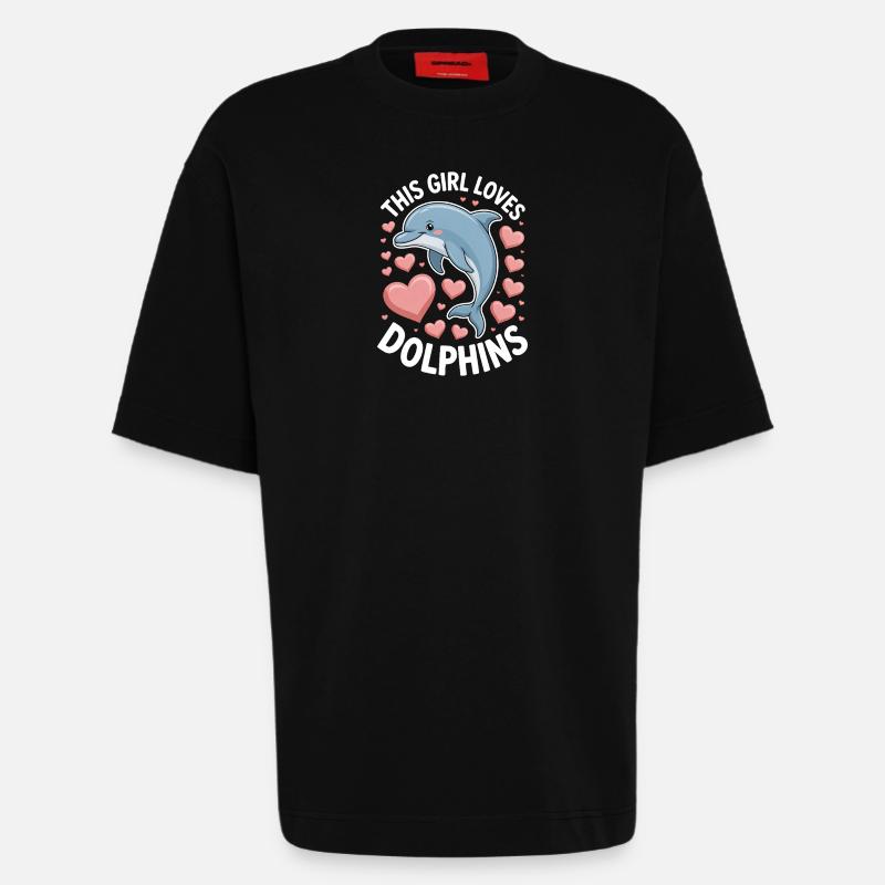 Delfin Spruch Mädchen Lustiges Delfin Geschenk - Heavyweight T-Shirt - made by SPREAD - SOLID BLACK