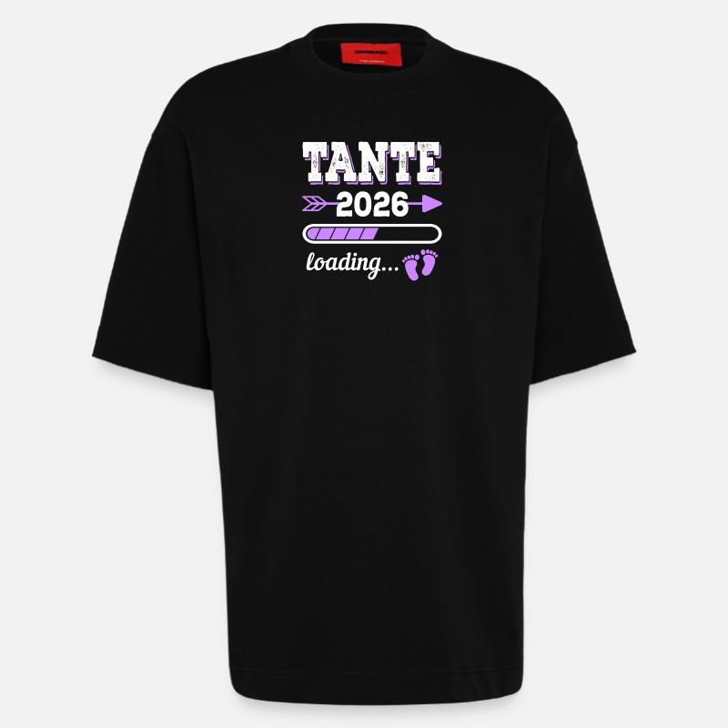 Tante 2026 Loading Schwangerschaft Geschenkidee - Heavyweight T-Shirt - made by SPREAD  - SOLID BLACK