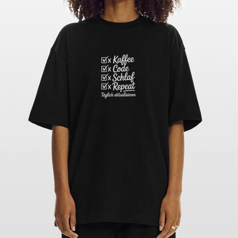 Kaffee Code Schlaf Repeat Tagesroutine Heavyweight T-Shirt - made by SPREAD 