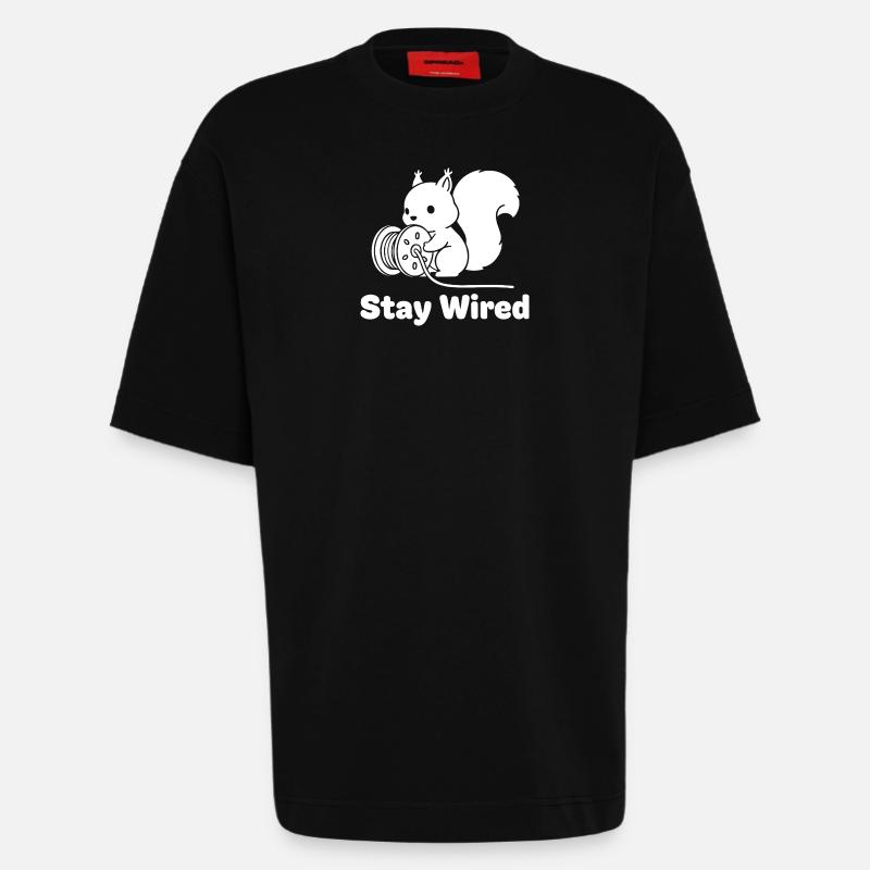 Stay Wired Eichhörnchen - Heavyweight T-Shirt - made by SPREAD  - SOLID BLACK