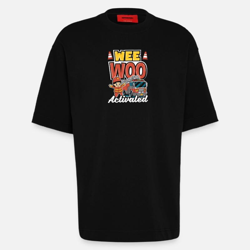 Wee Woo Squad Fire Tiny Feuerwehrmann - Heavyweight T-Shirt - made by SPREAD - SOLID BLACK