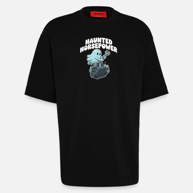 Ghost Engine Haunting Engine Cartoon - Heavyweight T-Shirt - made by SPREAD - SOLID BLACK