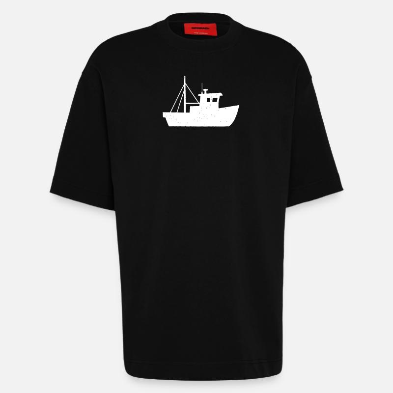 Fischkutter Boot Nordsee Vektor - Heavyweight T-Shirt - made by SPREAD  - SOLID BLACK