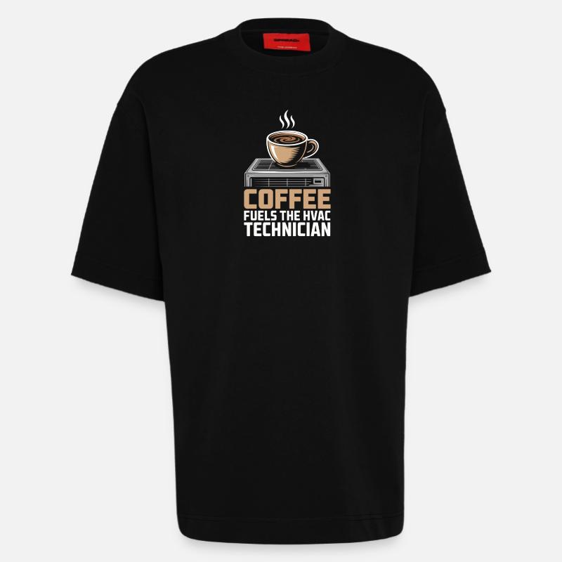 Kaffee Liebender HVAC Techniker Geschenk Arbeiter - Heavyweight T-Shirt - made by SPREAD  - SOLID BLACK