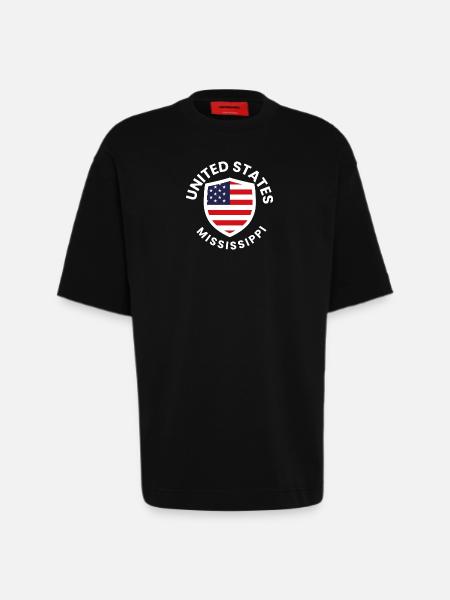 USA Mississippi Shield Design - Heavyweight T-Shirt - made by SPREAD - SOLID BLACK