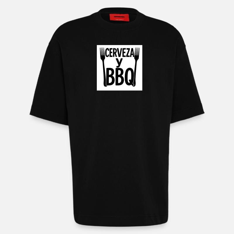 Digitales Design "Bier & BBQ" - Heavyweight T-Shirt - made by SPREAD  - SOLID BLACK