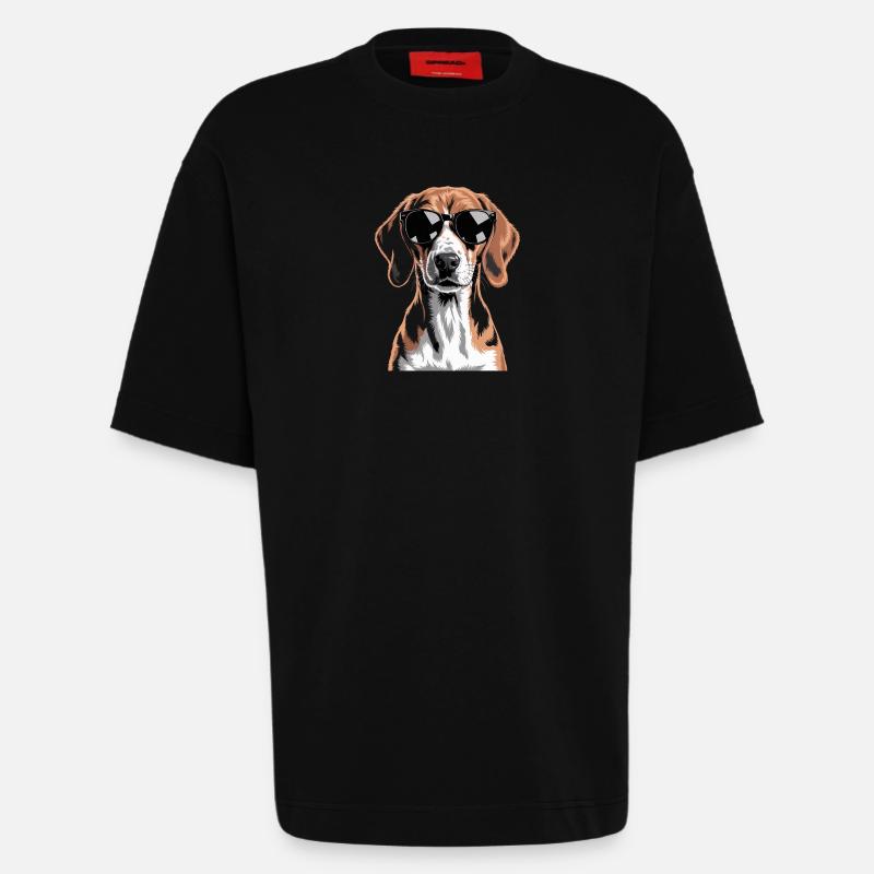 Engelsk Foxhound - Heavyweight Oversized Organic T-skjorte produsert i EU - SOLID BLACK