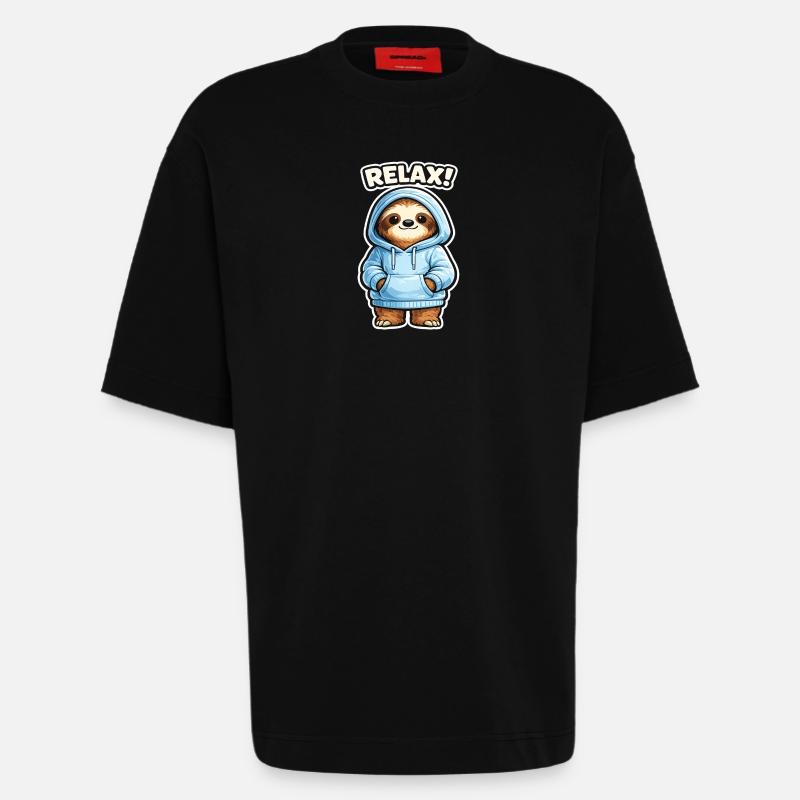 Sweat à capuche Relax Sloth - T-shirt bio épais oversize fabriqué en UE - SOLID BLACK