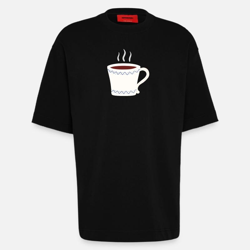 Dampfender Becher mit blauem Wave-Verschluss - Heavyweight T-Shirt - made by SPREAD  - SOLID BLACK