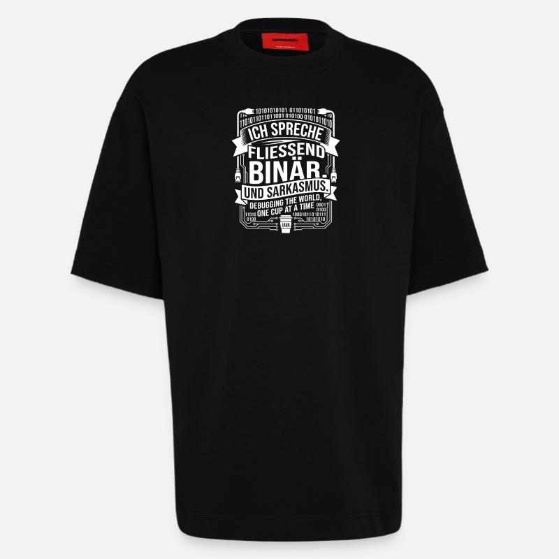 Coding Binärer Kaffee Sarkasmus - Heavyweight T-Shirt - made by SPREAD  - SOLID BLACK