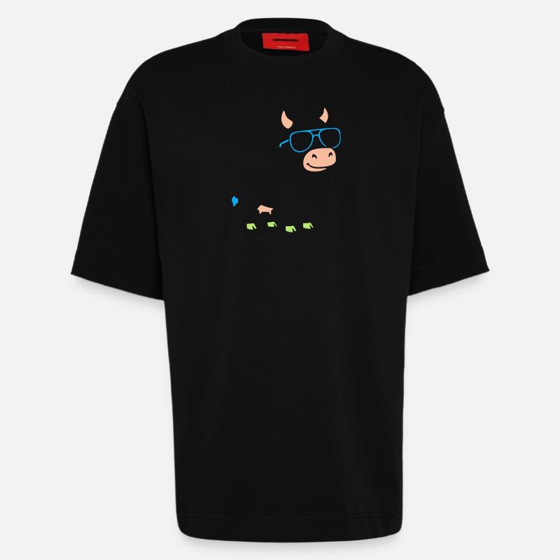 Cool Cow Sunglasses Abstract Vector - Heavyweight T-Shirt - made by SPREAD  - SOLID BLACK