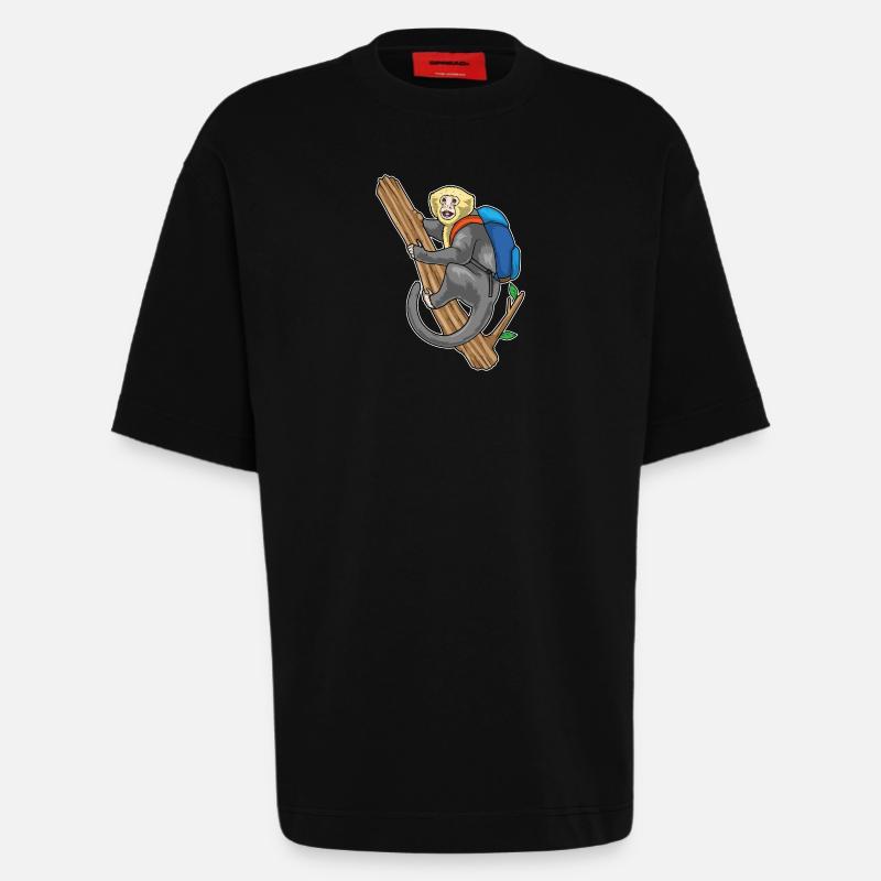 Monkey Student Backpack School - Heavyweight T-Shirt - made by SPREAD  - SOLID BLACK