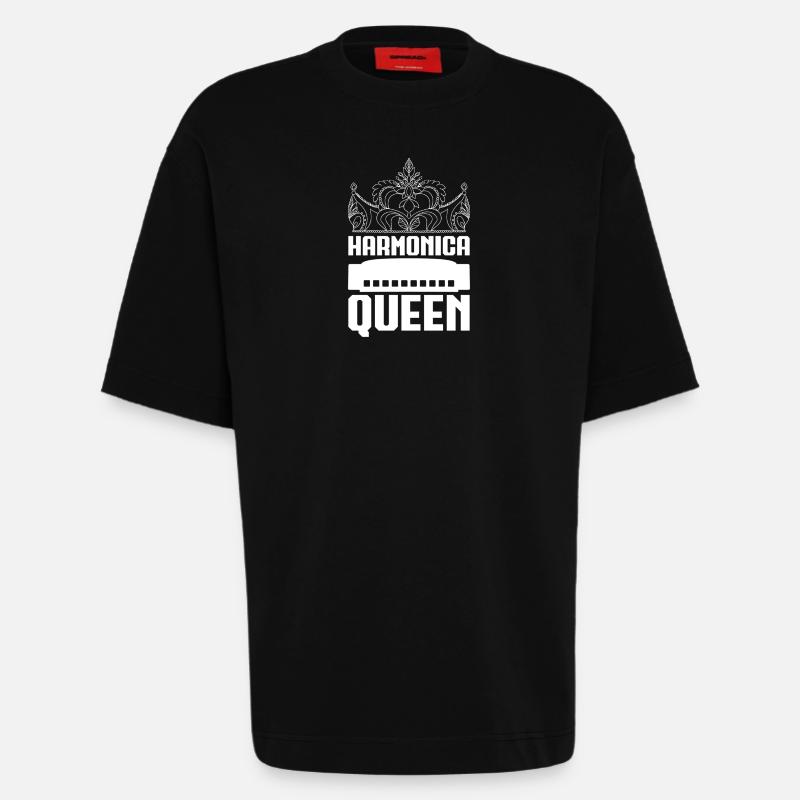 Harmonica Musican Queen Harmonica - T-shirt bio épais oversize fabriqué en UE - SOLID BLACK