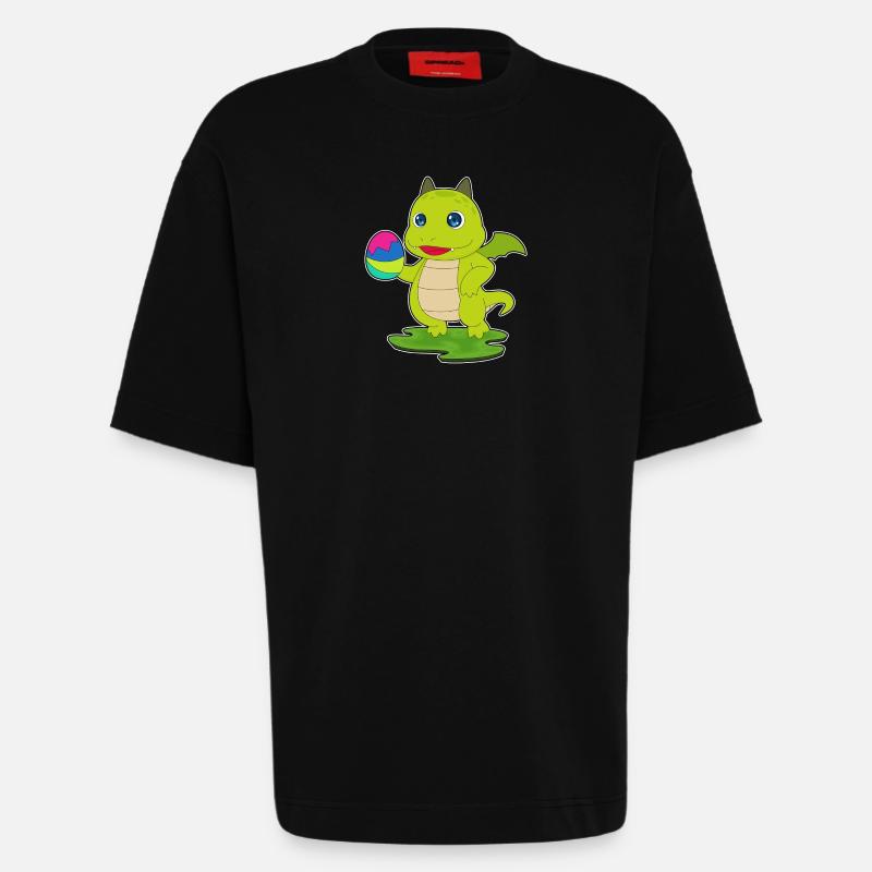 Dragon Easter Easter Egg - Heavyweight T-Shirt - made by SPREAD  - SOLID BLACK