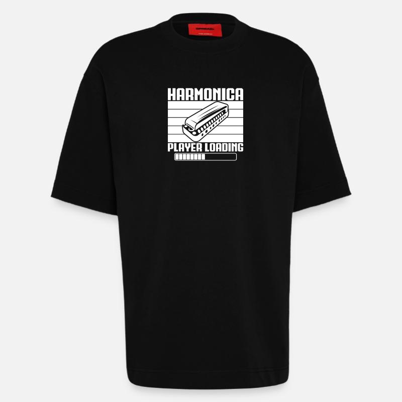Harmonica Musican Player Loading Harmonica - Heavyweight T-Shirt - made by SPREAD  - SOLID BLACK