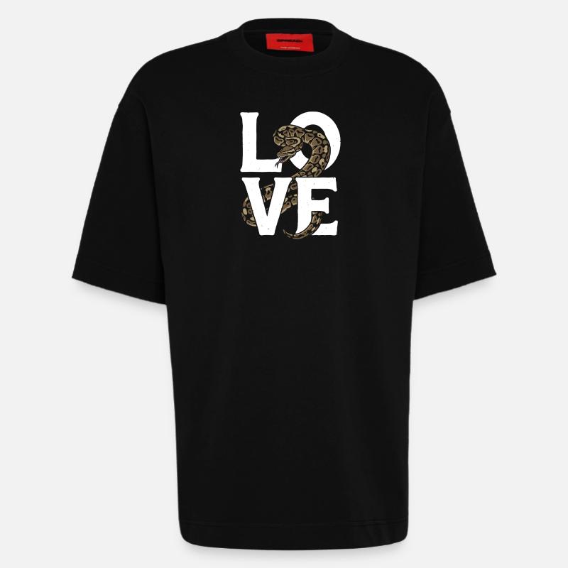 Königspython Schlangen LOVE Terrarium Python - Heavyweight T-Shirt - made by SPREAD  - SOLID BLACK