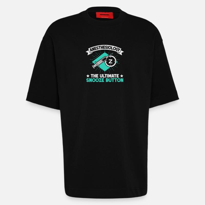 Anesthesiologist Snooze Button Anesthesia - Heavyweight T-Shirt - made by SPREAD  - SOLID BLACK