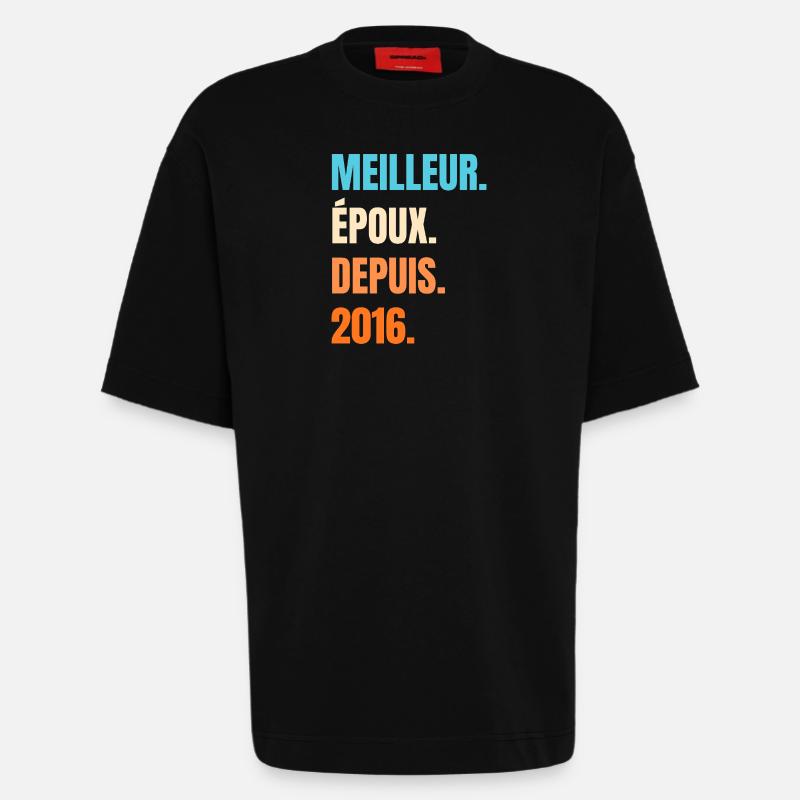 Bester Ehemann seit 2016 Geschenk-Ehemann - Heavyweight T-Shirt - made by SPREAD  - SOLID BLACK