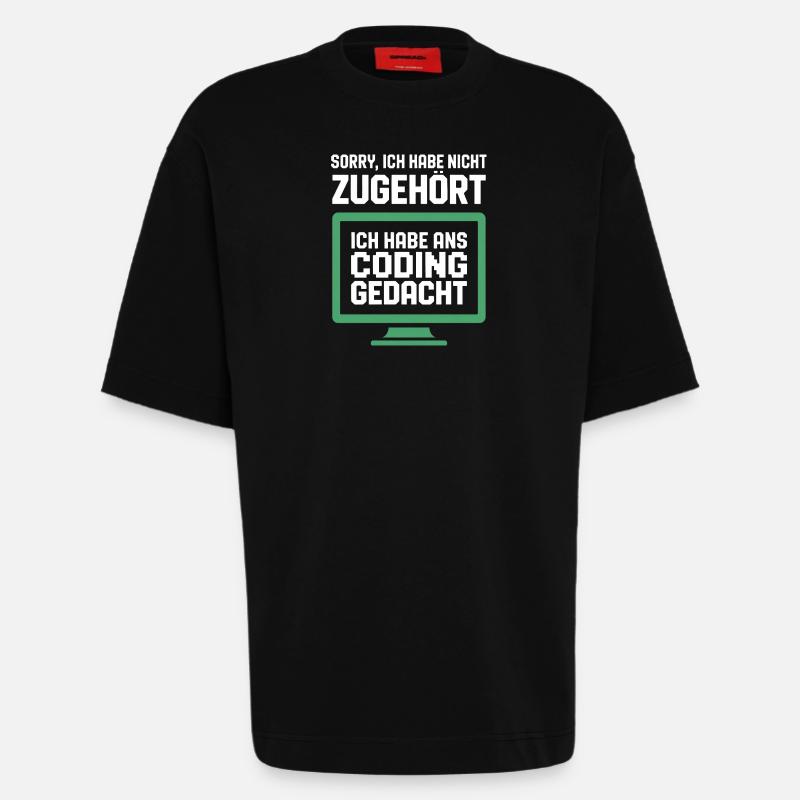 Coding Gedanke am Bildschirm - Heavyweight T-Shirt - made by SPREAD  - SOLID BLACK