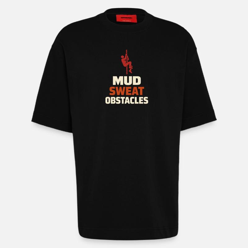 Parcours d’obstacles Course d’obstacles OCR - T-shirt bio épais oversize fabriqué en UE - SOLID BLACK