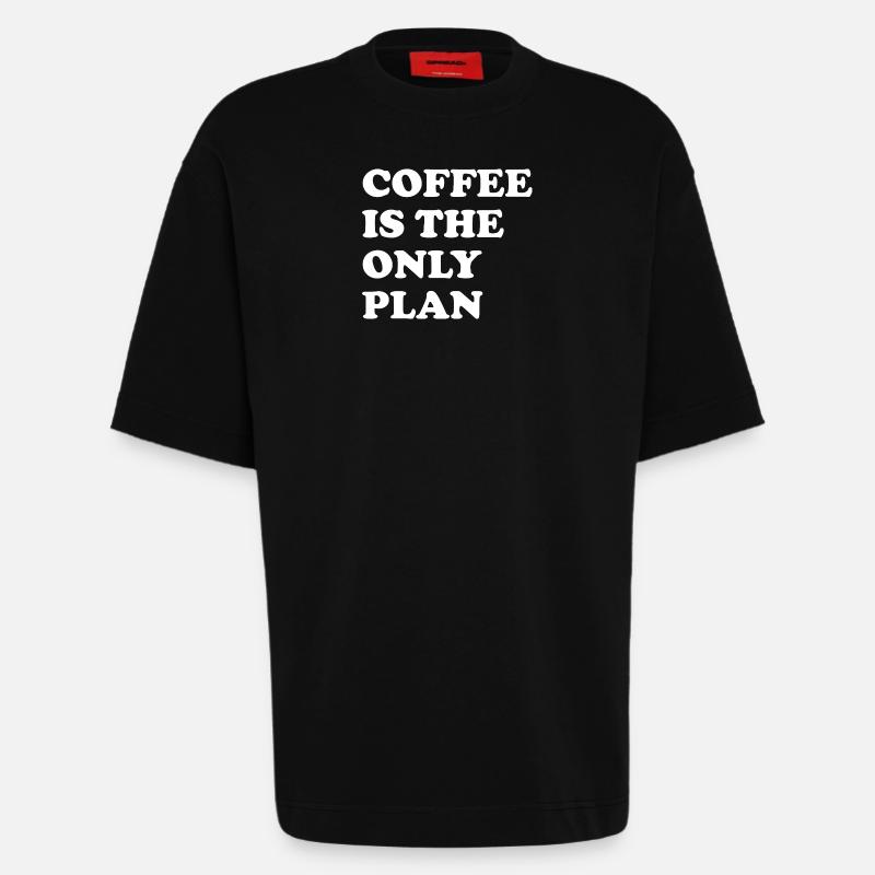 Kaffee Ist Der Einzige Plan - Heavyweight T-Shirt - made by SPREAD - SOLID BLACK