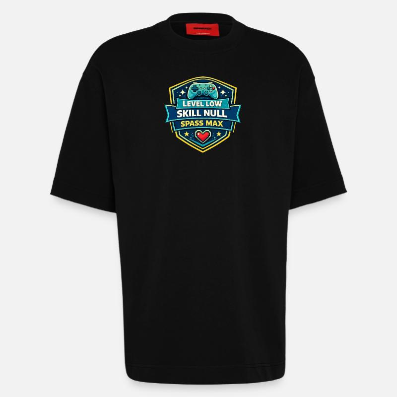 Level Low Skill Null Spass Max - Heavyweight T-Shirt - made by SPREAD  - SOLID BLACK