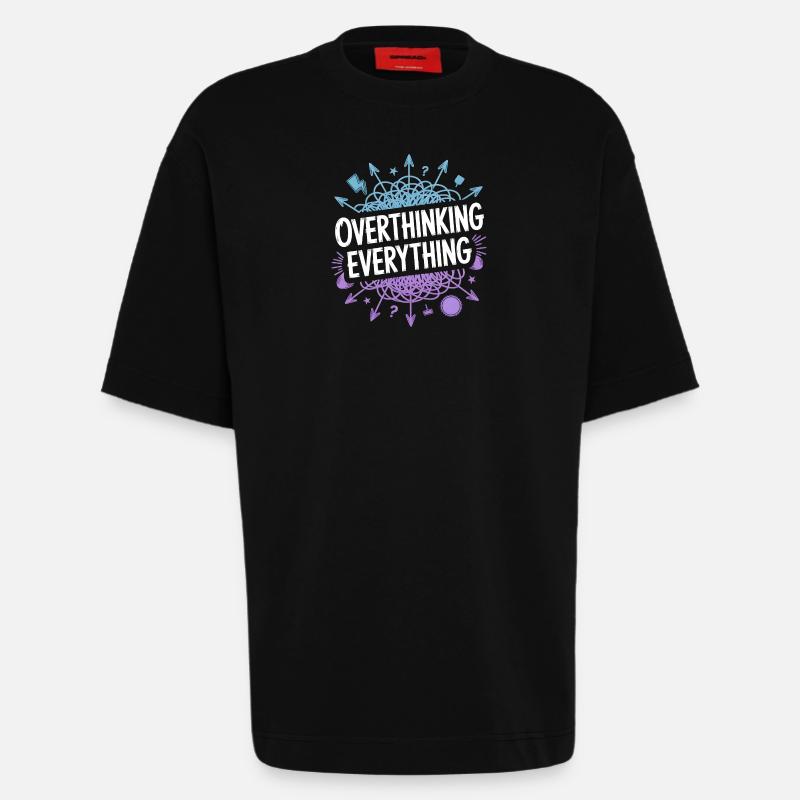 Overthinking Everything ADHD Chaos - Heavyweight T-Shirt - made by SPREAD  - SOLID BLACK