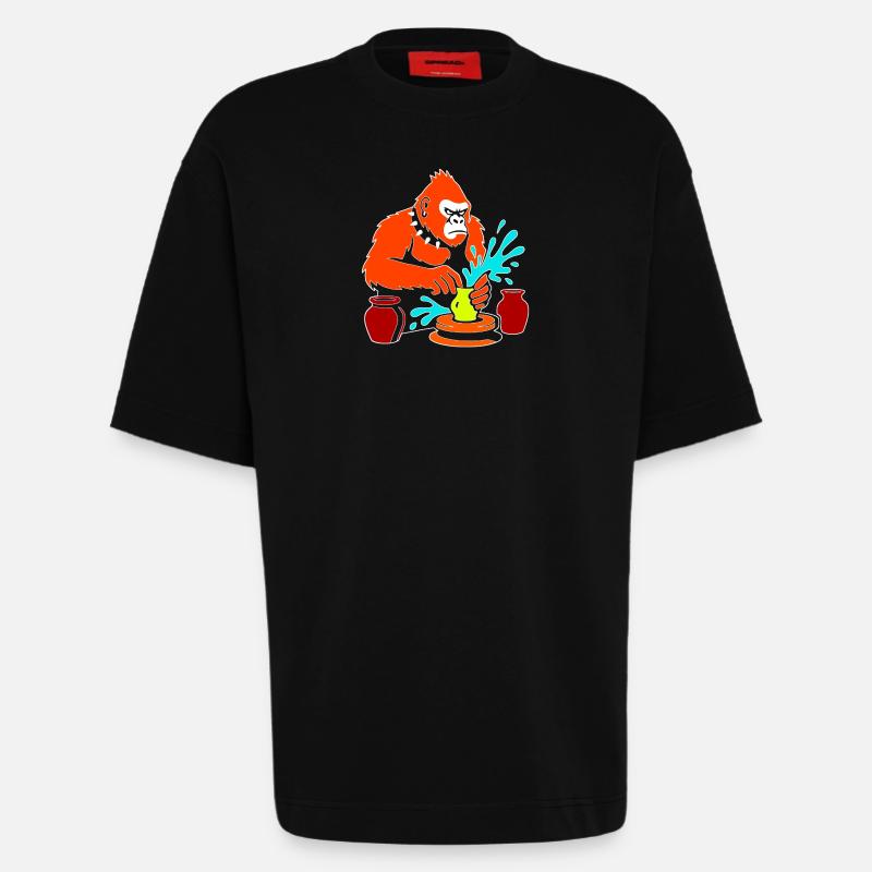 Gorilla Pottery Splash Studio - Heavyweight T-Shirt - made by SPREAD  - SOLID BLACK