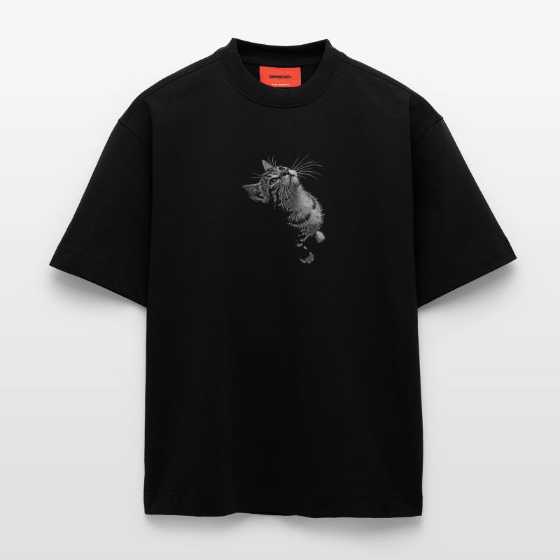 Graustufen Katzenschnurrer Blick Heavyweight T-Shirt - made by SPREAD 