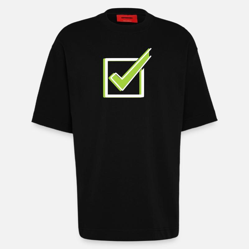 Quadrillage Häkchen Check, plan 3D - T-shirt bio épais oversize fabriqué en UE - SOLID BLACK