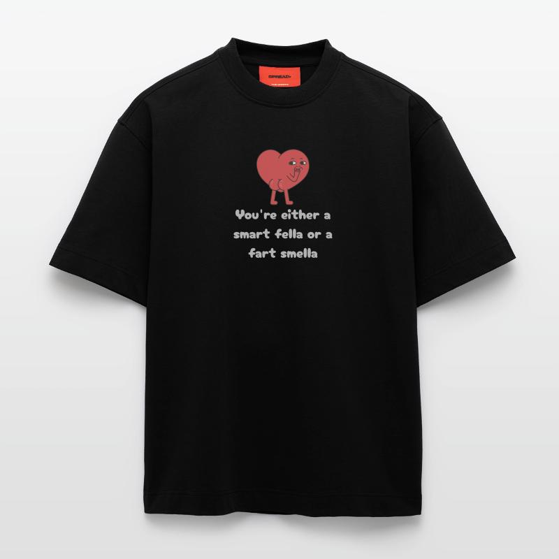 Schlauer Kerl oder Furz-Smella-Herz Heavyweight T-Shirt - made by SPREAD 