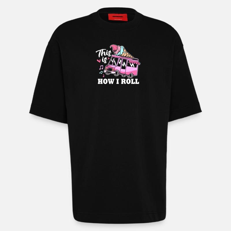 Eisdiele Eiswagen Eis Eiscreme - Heavyweight T-Shirt - made by SPREAD  - SOLID BLACK