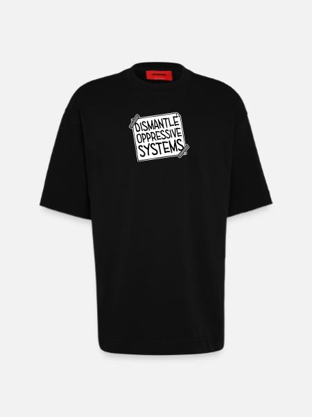 Dismantle Oppressive Systems Activism Statement - Heavyweight T-Shirt - made by SPREAD - SOLID BLACK