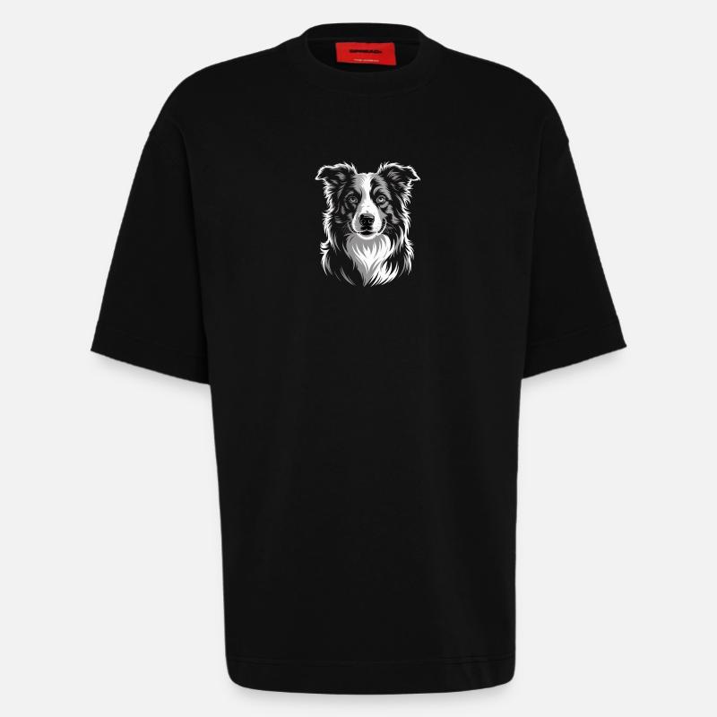 Boder Collie - Heavyweight T-Shirt - made by SPREAD  - SOLID BLACK