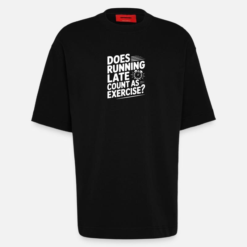 Does Running Late Count as Exercise? - T-shirt bio épais oversize fabriqué en UE - SOLID BLACK