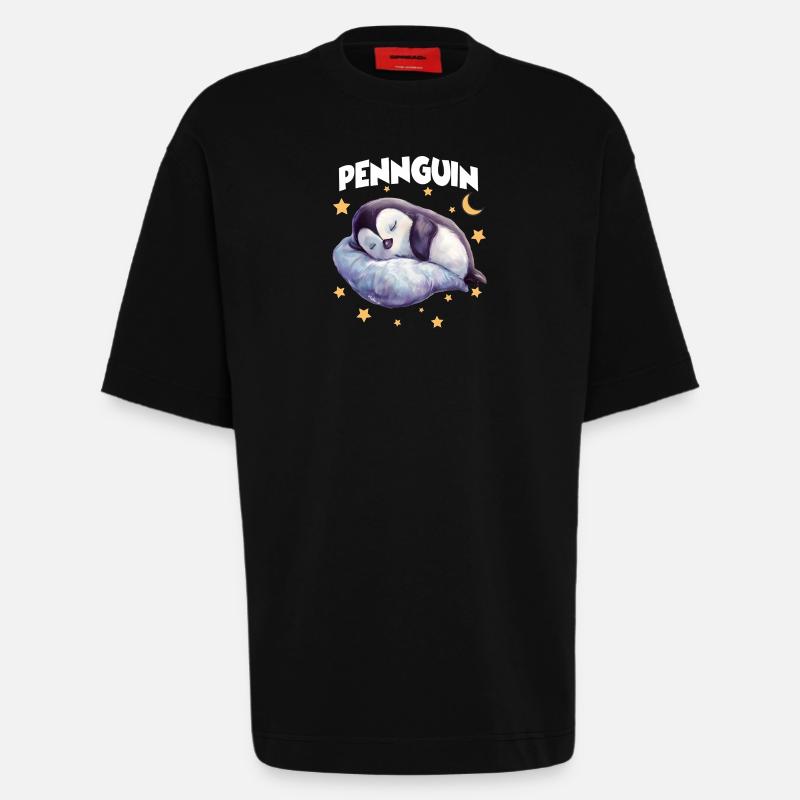 PennguinPenguin Pajamas Pennguin Late Riser - Heavyweight T-Shirt - made by SPREAD  - SOLID BLACK