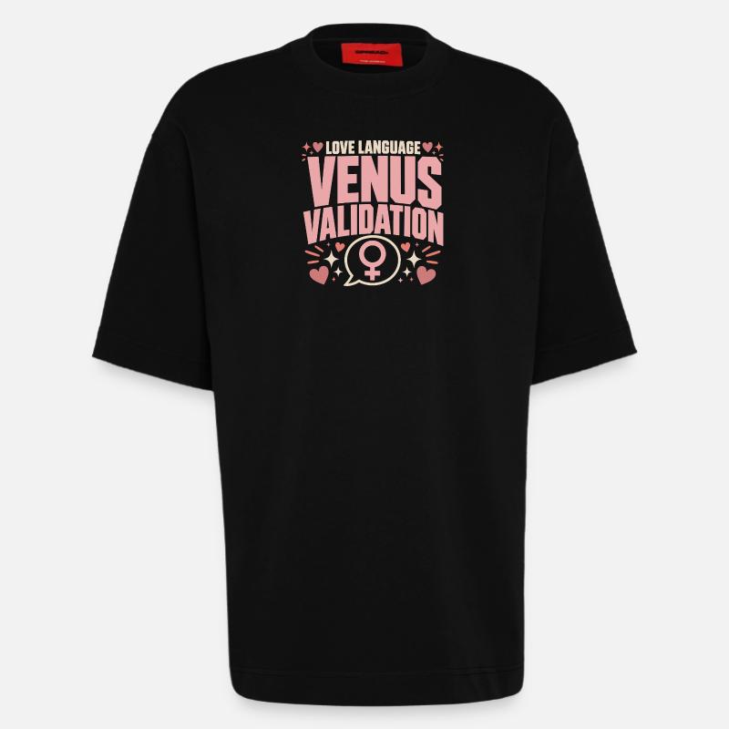 Signe de Vénus Astrologie de Vénus - T-shirt bio épais oversize fabriqué en UE - SOLID BLACK